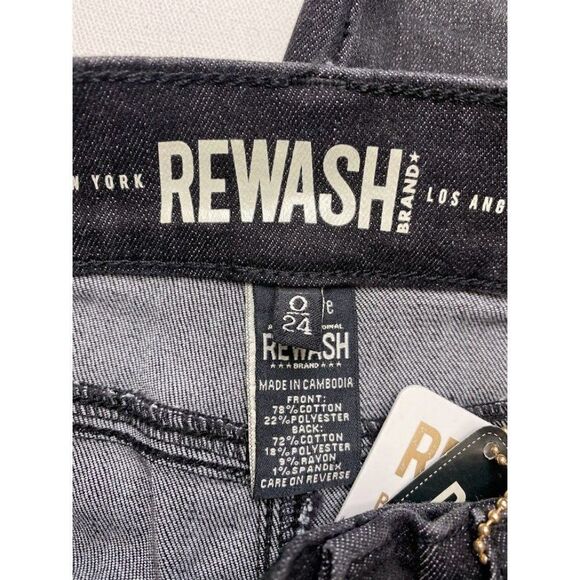 Rewash Brand Mom Curve Jeans Women's 24 Faded Black Destructed Frayed High Rise - Picture 8 of 12